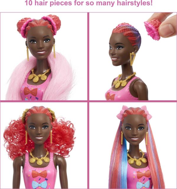 Barbie Color Reveal Glitter! Hair Swaps Doll, Glittery Blue Bows Hot on Sale