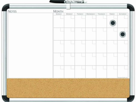 Board Dudes 17 x 23 Aluminum Framed Magnetic 3 In 1 Dry Erase Cork Calendar Sale