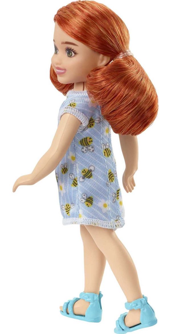 Barbie Chelsea Doll (Red Hair) Wearing Bumblebee & Flower-Print Dress and Blue Sandals Online Sale