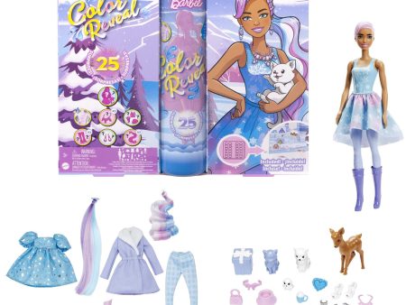 Barbie Color Reveal Advent Calendar, 1 Color Reveal Doll & 3 Pets, Clothes, Accessories & 2 Hair Extensions For Discount