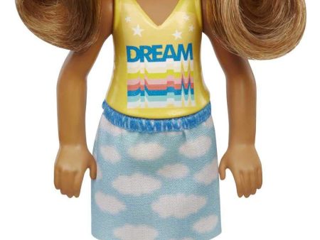 Barbie Chelsea Doll (6-inch Brunette) Wearing Skirt with Cloud Print and White Shoes For Discount