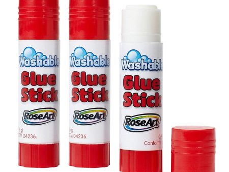 RoseArt Washable Glue Sticks 3-Count Packaging May Vary Supply