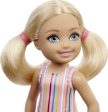 Barbie Chelsea Doll (6-inch Blonde) Wearing Skirt with Striped Print and Pink Boots Fashion