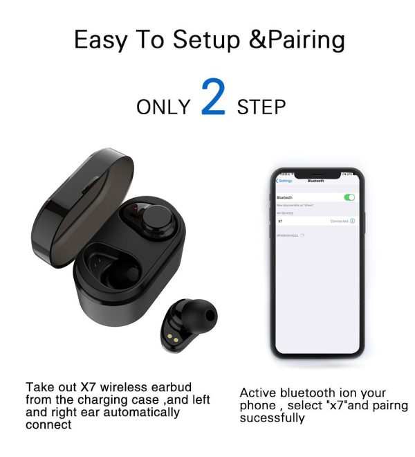 Wireless Earbuds X7 Mini Bluetooth 4.2 Headphones In-Ear Noise Isolating Earphones with Mic Smart Touch Control and Portable Charging Box Fashion