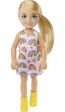 Barbie Chelsea Doll (Blonde) Wearing Rainbow-Print Dress and Yellow Shoes on Sale