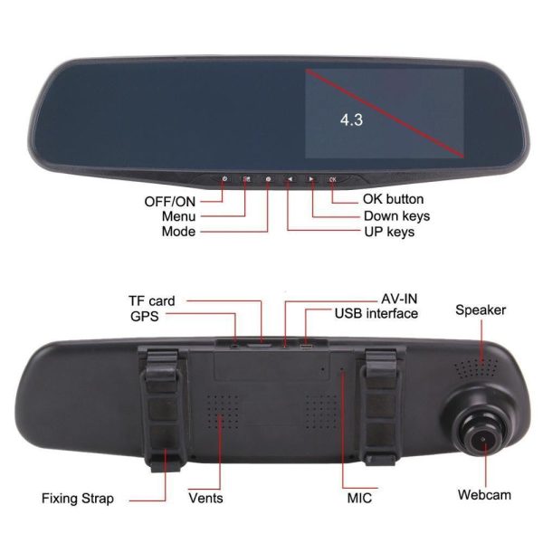 HD 1080P In-Car Rear View Mirror 2.7  Monitor Dash Cam Recorder Camera Dual lens For Sale