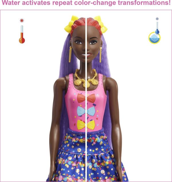 Barbie Color Reveal Glitter! Hair Swaps Doll, Glittery Blue Bows Hot on Sale