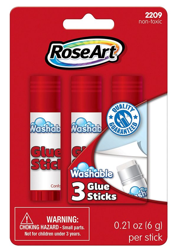 RoseArt Washable Glue Sticks 3-Count Packaging May Vary Supply