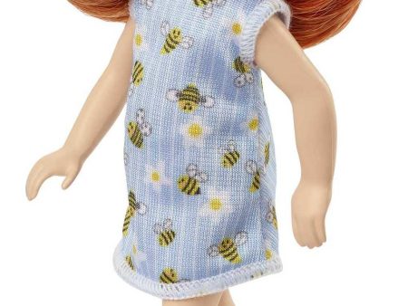 Barbie Chelsea Doll (Red Hair) Wearing Bumblebee & Flower-Print Dress and Blue Sandals Online Sale