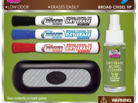 Board Dudes Dry Erase Value Pack with 3 Markers Cleaner Eraser (DDP03) Supply