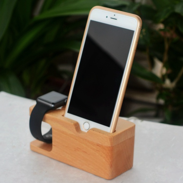 Bamboo Charging Stand Cradle Holder for  iWatch iPhone Online Sale