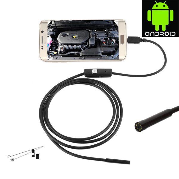 Wire Endoscope Waterproof Borescope Inspection Camera for Smartphone 5.5mm 6 LED 1M For Sale