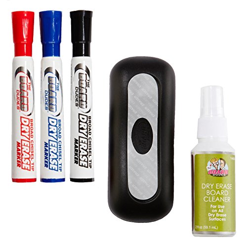 Board Dudes Dry Erase Value Pack with 3 Markers Cleaner Eraser (DDP03) Supply