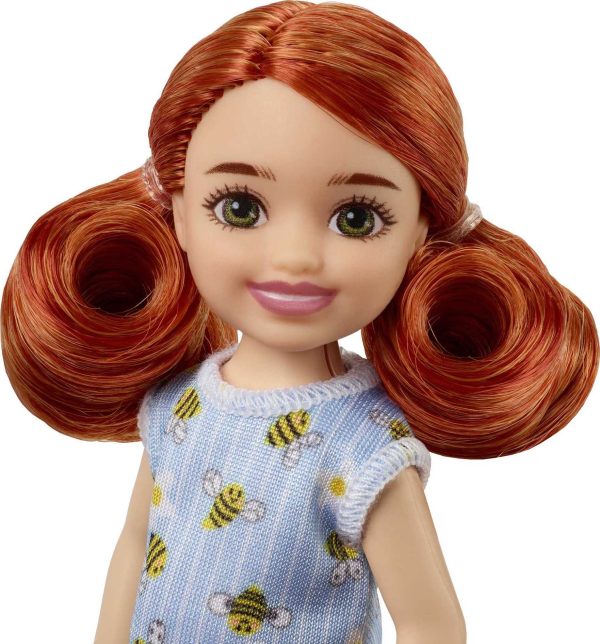 Barbie Chelsea Doll (Red Hair) Wearing Bumblebee & Flower-Print Dress and Blue Sandals Online Sale