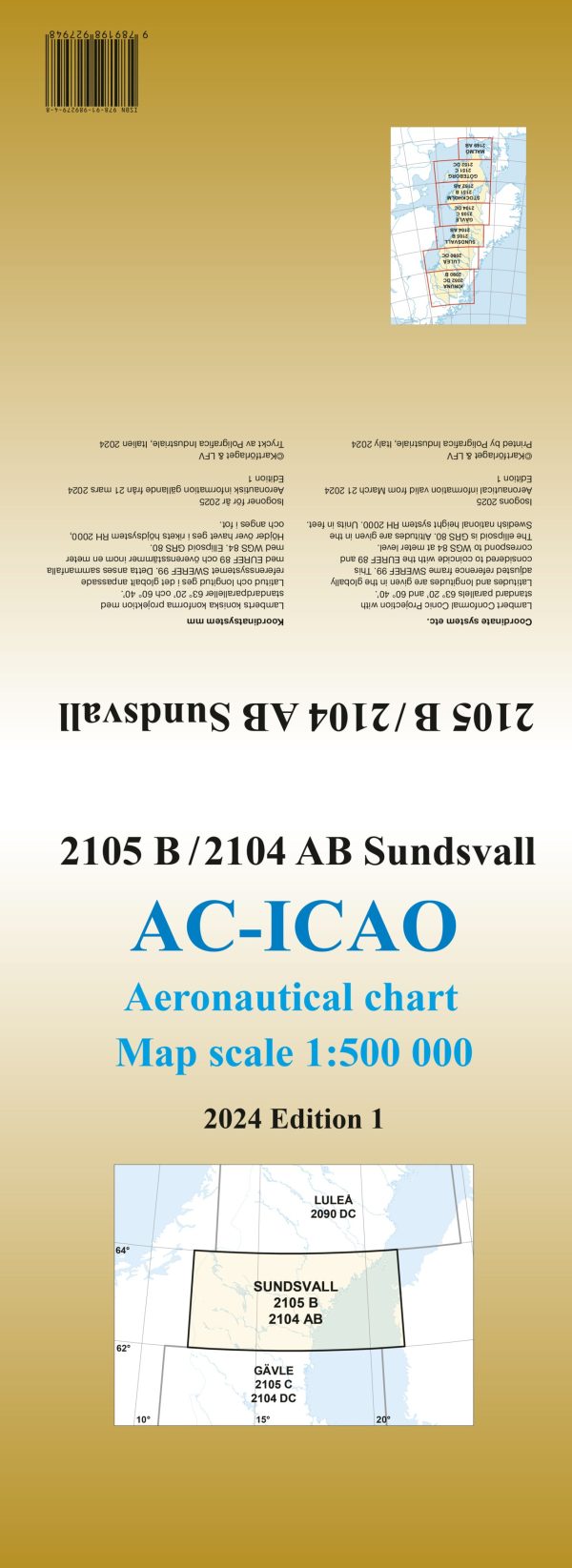 ACICAO 2105B 2104AB Sundsvall 2024 : Skala 1:500 000 Online