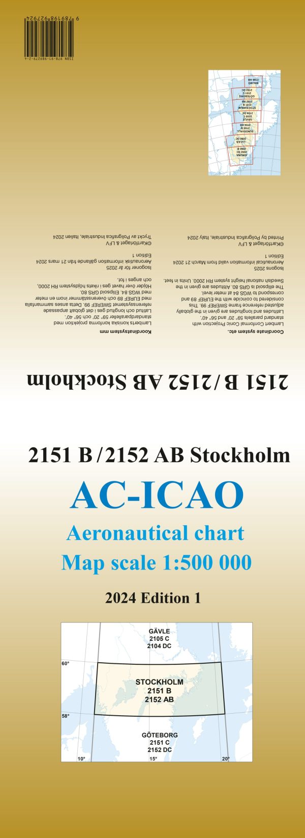 ACICAO 2151B 2152AB Stockholm 2024 : Skala 1:500 000 on Sale